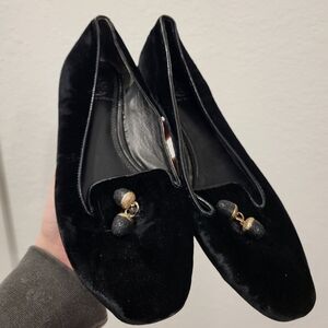 Tory BurchVelvet Crystal Embellishments Loafers